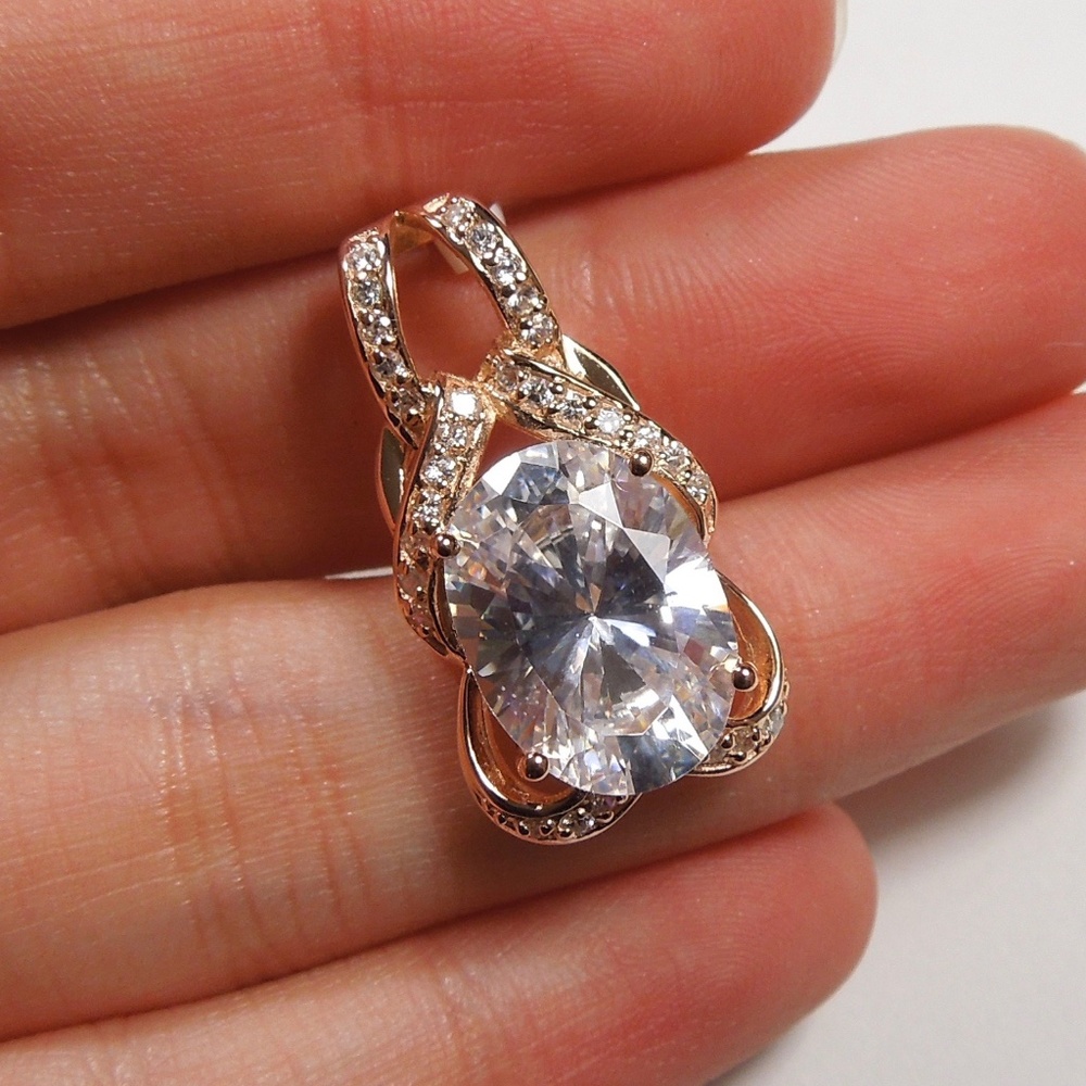 14kt Rose Gold Plated Sterling Silver CZ Pendant